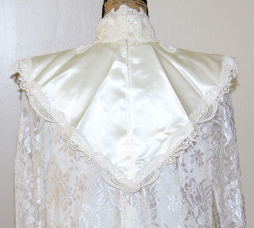 Vintage Jessica McClintock Bridal Ivory Lace Satin Wedding Dress Womens M/L - Picture 6 of 14