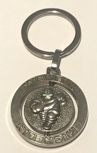 VERY RARE MICHELIN STEEL KEYCHAIN @ DARK BIBENDUM @ NEW CONDITION @ RARE TOP