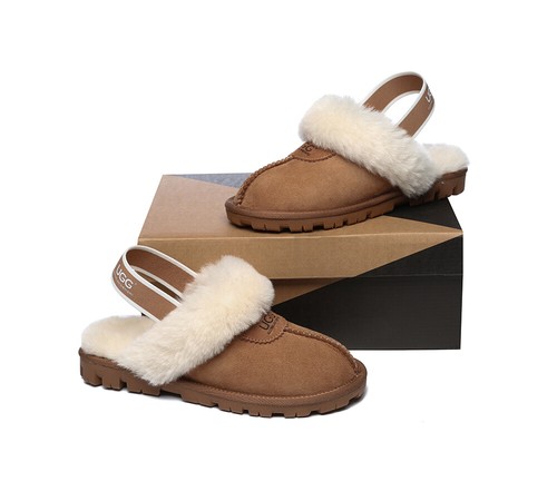 AUSTRALIAN SHEPHERD® UGG Slippers Women Men Sheepskin Wool Strap Slippers Waffle - Picture 6 of 60