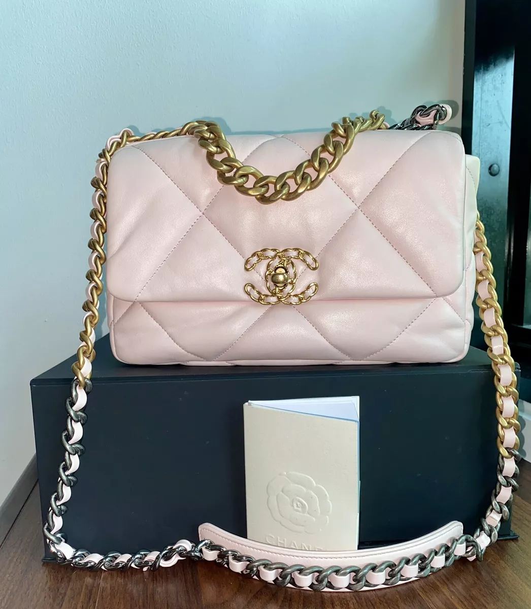 Chanel Lambskin Quilted Medium Chanel 19 Flap Light Pink