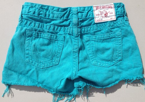 True Religion Shorts 'FAYE/DOLLY' Girls Size 14 Turquoise EUC RRP $129 - Picture 2 of 7