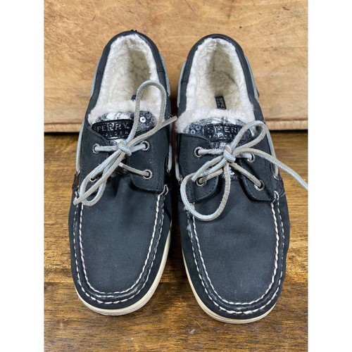 Sperry Top-Sider 2-Eye Fur Lined Boat Shoes Women's Blue 9174293 - Size 9M - Picture 4 of 10