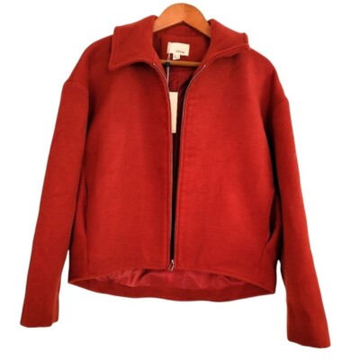 The Korner Red Brick Jacket zip up long sleeves size S Collared pockets women's
