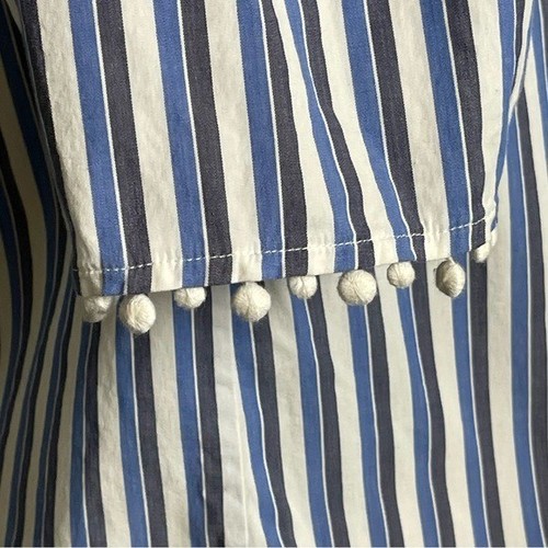 Trina Turk schulterfreies blau gestreiftes Blusentop mit Bommeln Gr. S Small ca. - Bild 10 von 13