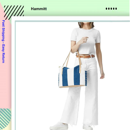 Hammitt Addie Large Pebble Leather Cabana Stripe Tote Bag - Picture 4 of 4