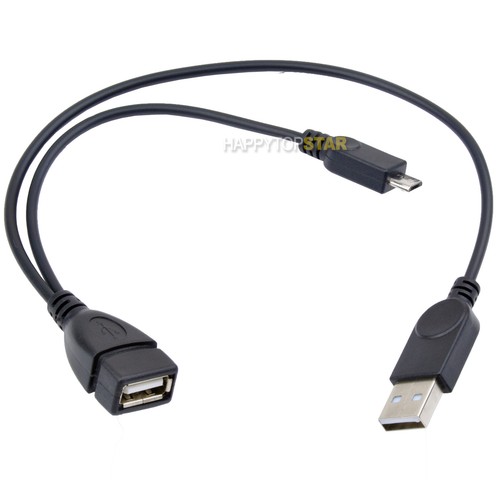 OTG Host Power Splitter Y cable USB A Female to USB A Male and MICRO 5P Phone - Photo 2 sur 3