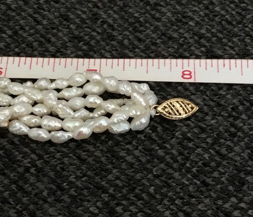 Vintage Cultured Rice Pearl 5 Strand Bracelet 8" 14k Clasp - Picture 3 of 3