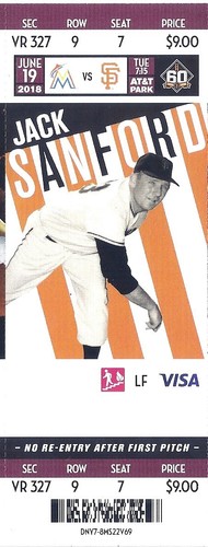 Ticket Stubs Stub San Francisco SF Giants 2018  Mar Apr May Jun Games New Mint  - Picture 35 of 43