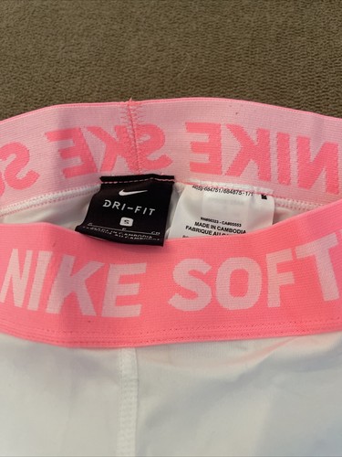 Nike Girl's Dri Fit White Softball Padded Slider Compression Shorts Size S (AH) - Picture 3 of 4