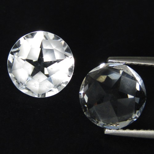 4.06Cts Sparkling Natural White Topaz 8mm Round Star Pair Gemstones Ref-VIDEO - Picture 2 of 4
