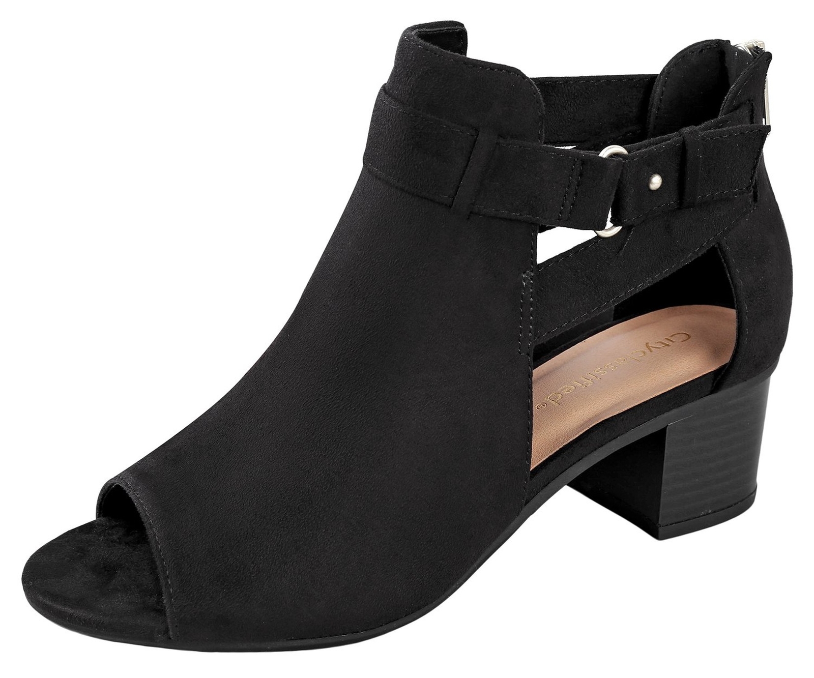 City Classified Women's Cutout Side Strap Mid Black Chunky Heel Fashion Ankle... City Classified Women's Cutout Side Strap Mid Black Chunky Heel Fashion Ankle...
