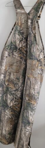 Carhartt Camo Insulated Bibs Youth 14 Realtree Thermal Hunting Canvas Overalls - Picture 3 of 8