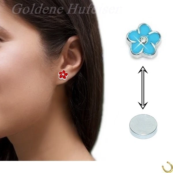 MAGNET Emaille Kristalle Ohrstecker Ohrringe Damen Frauen Magnetschmuck - Bild 2 von 4