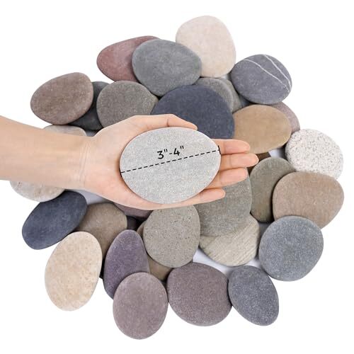 36 Large 3.15-4.15" Flat Rocks for Painting, Smooth 36 PCS 3-4" in Length - Picture 3 of 7