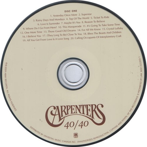 40/40 by Carpenters (CD 2-Disc Set, 2009) - Imagen 3 de 4