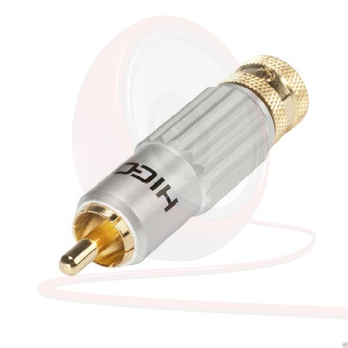 HiCon HI-CM13 Locking Phono Connector. Audiophiler 2 poliger Cinch Verstärker Stecker BK - Bild 1 von 2