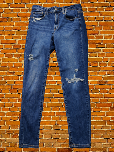 WOMENS GAP SIZE 29RS / 8 BLUE STRETCH DENIM SKINNY ANKLE JEANS JEGGINGS W29 L27