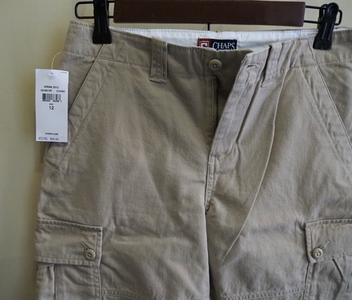 NWT, Chaps 12 Cargo Shorts Khaki Boy's Hiking, New with Tags, Cotton, Tan - Picture 5 of 9