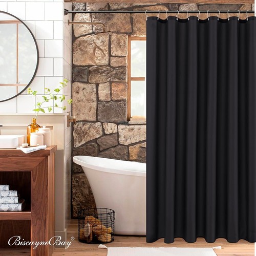 BATHROOM SHOWER CURTAIN Fabric Assorted Colors 72''x72'' Weighted - Picture 2 of 34