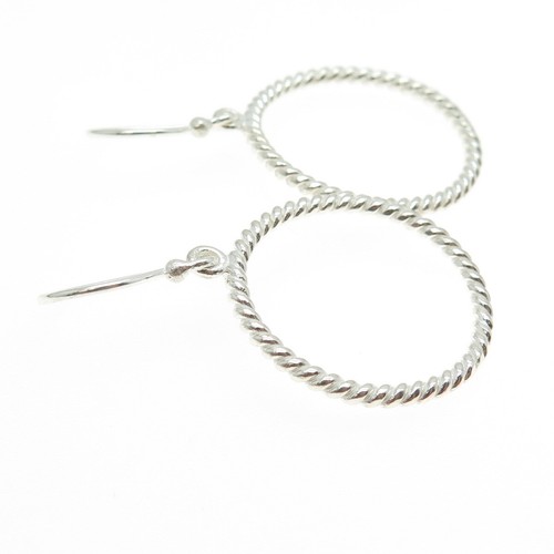 Pendientes colgantes de plata de ley 925 con círculo retorcido - Imagen 5 de 7