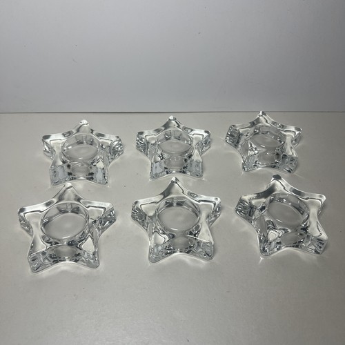 "Juego de 6 soportes de luz de té de vidrio en forma de estrella de 3"" de diámetro 0,75"" de alto" - Imagen 5 de 5
