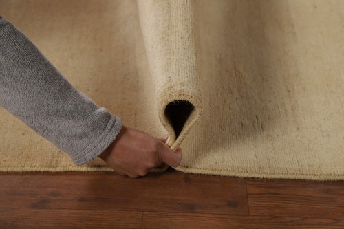 Elegant Handcrafted Gabbeh Solid Beige Wool Runner Rug- Limited Edition" 3x10 ft - Picture 15 of 17