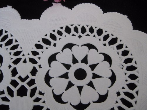 6 pcs VTG 10" INCH HEART white FLORAL  PAPER LACE DOILY valentine card stamping - Picture 3 of 4