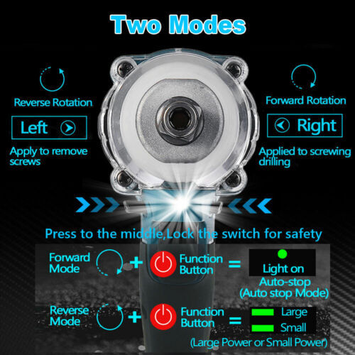 1/2 Brushless Impact Wrench Rattle Gun Driver Power Tool For 18V Makita Battery - Picture 8 of 12