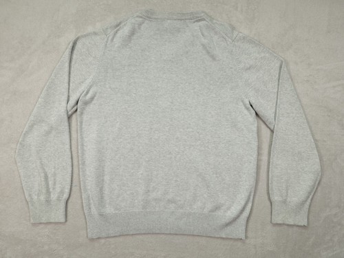 LL Bean Mens M Gray Sweatshirt V Neck Long Sleeve Knit Cotton Pullover Top - Picture 2 of 11