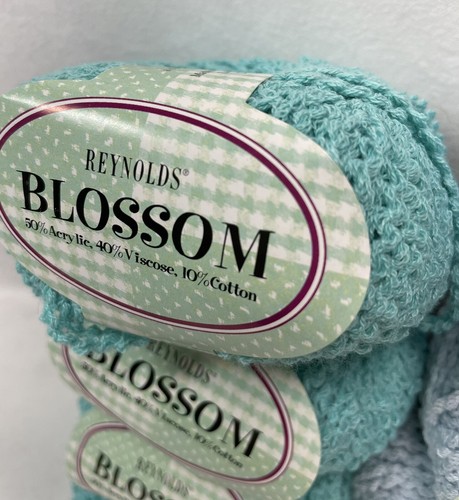 8 Reynolds Blossom acrylic/viscose/cotton mixed lot colors 06, 21 baby blue aqua - Picture 2 of 6