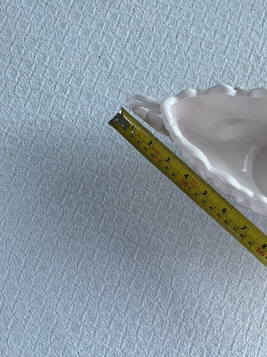 Jeannette Louisa Shell Pink Milk Glass Floral 17" Long Vase Decor 1950s - Imagen 11 de 12
