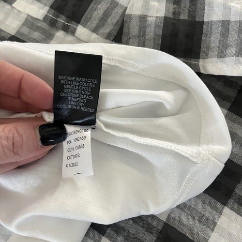 Torrid Off Shoulder Peasant Midi Dress Seersucker Gingham Check Gray White sz 2 - Picture 21 of 21