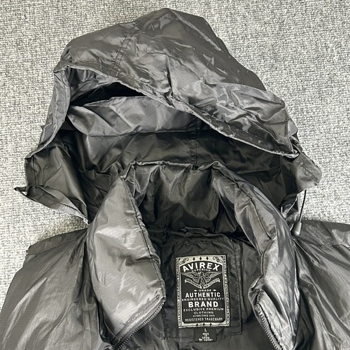 Avirex Puffer Vest Mens L Large Black Full Zip Hooded Adjustable - BROKEN ZIPPER - Picture 12 of 12