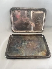 (Lot 2) Vintage USN Silver Plate Officers Mess Tray/Platter  11”x8”- FS Co. 1742