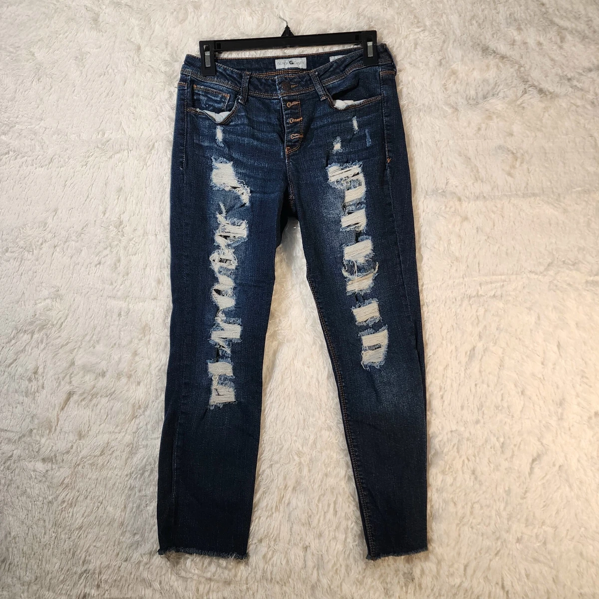 Black Daisy Jeans Womens 5 27 Low Rise Relaxed Skinny Button Fly