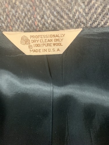 Wool Herringbone Sport Coat Blazer Jacket Mens 42R Gray Black VTG USA J Lang - Picture 10 of 11