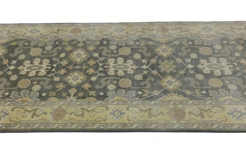 Oushak Chobi Dark Taupe Floral 4X10 Oriental Runner Rug Hallway Kitchen Carpet - Picture 6 of 12