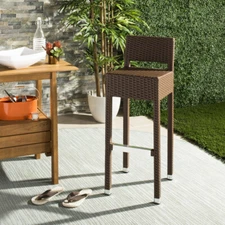 SAFAVIEH Outdoor Collection Landry Indoor Outdoor Bar Stool | Brown |