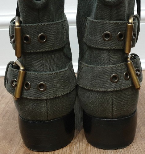GIUSEPPE ZANOTTI Army Green Fabric Dual Zip Buckle Fasten Ankle Boots UK7 NEW! - Picture 7 of 11