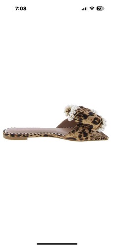 Betsey Johnson Womens LIAH Brown Flatform Sandals 8.5 Medium Leopard Pearl - Picture 2 of 6