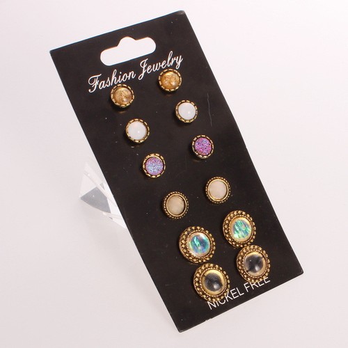 US Set 4 ~ 12 Paar Strass Kristall Perlen Ohrringe Set Damen Ohrstecker Schmuck - Bild 19 von 143