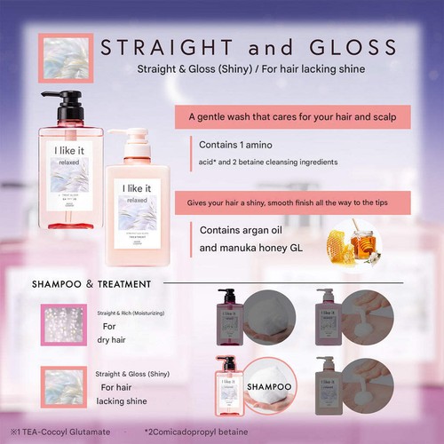 KOSÉ Je l'aime Relax Straight & Gloss Shampoo 480 ml - Picture 4 of 5