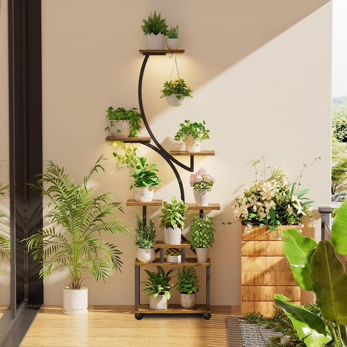 157Cm Plant Stand Indoor, 8-Tiered Indoor Plant Shelf with Grow Lights Can Hold - Picture 5 of 7