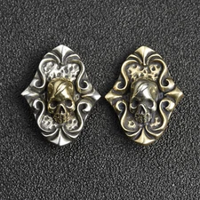 Floral Skull Concho Screw Back Punk Ornament 31x24mm