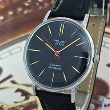Poljot De Luxe ULTRA SLIM Black Dial 23J Vintage  Men's Wristwatch 2209 USSR