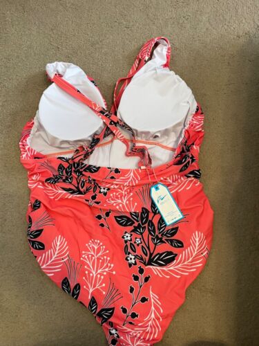 NWT Coral and Black floral Plus Size one piece swimsuit - Picture 2 of 3