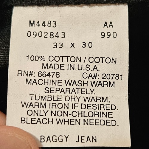 Vintage Tommy Hilfiger Baggy Jeans Herren 32x34 1997 schwarz Denim weites Bein hergestellt in den USA - Bild 6 von 10