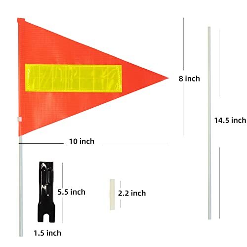 Bike Safety Flag with Pole 2 Sets, 6-Foot Adjustable Red Yellow and White - Picture 8 of 8