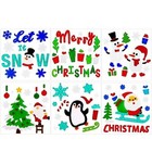 6pcs Gel Window Clings,Xmas Santa Claus Snowman Snowflake Penguin Christmas