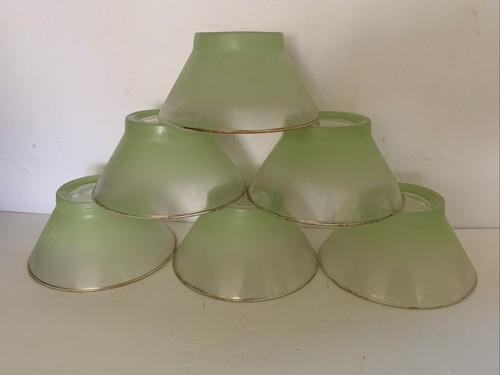 Vintage Mid Century Set of 6 Blendo Salad Desert Light Green & Gold Bowls 5.2” - Picture 2 of 12